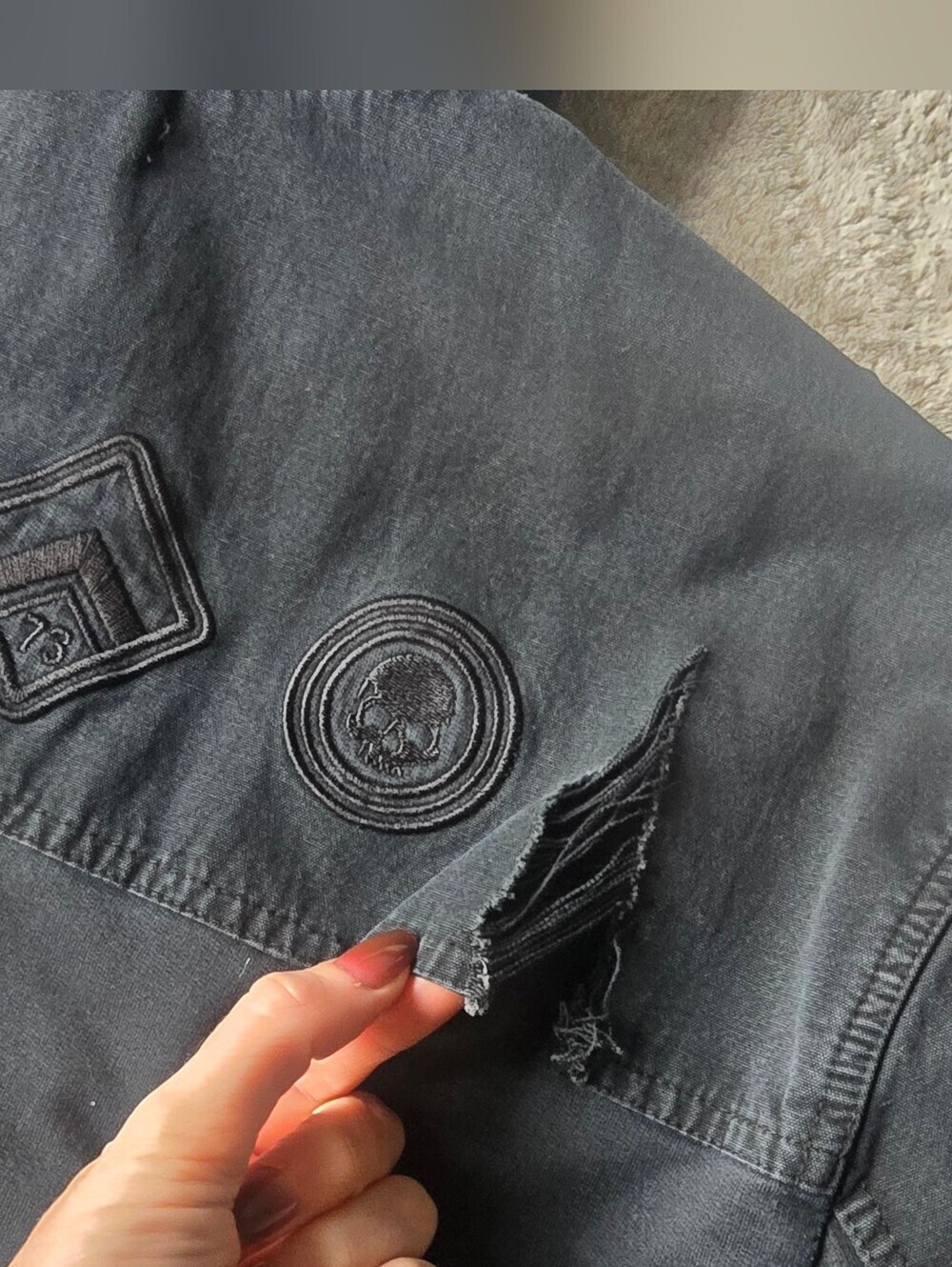 RARE VTG Affliction hybrid hooded denim jacket Mens 2X Full-zip, Black, Y2K - Picture 6 of 16